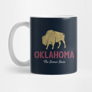 Oklahoma The Sooner State Bison Red Stencil Mug